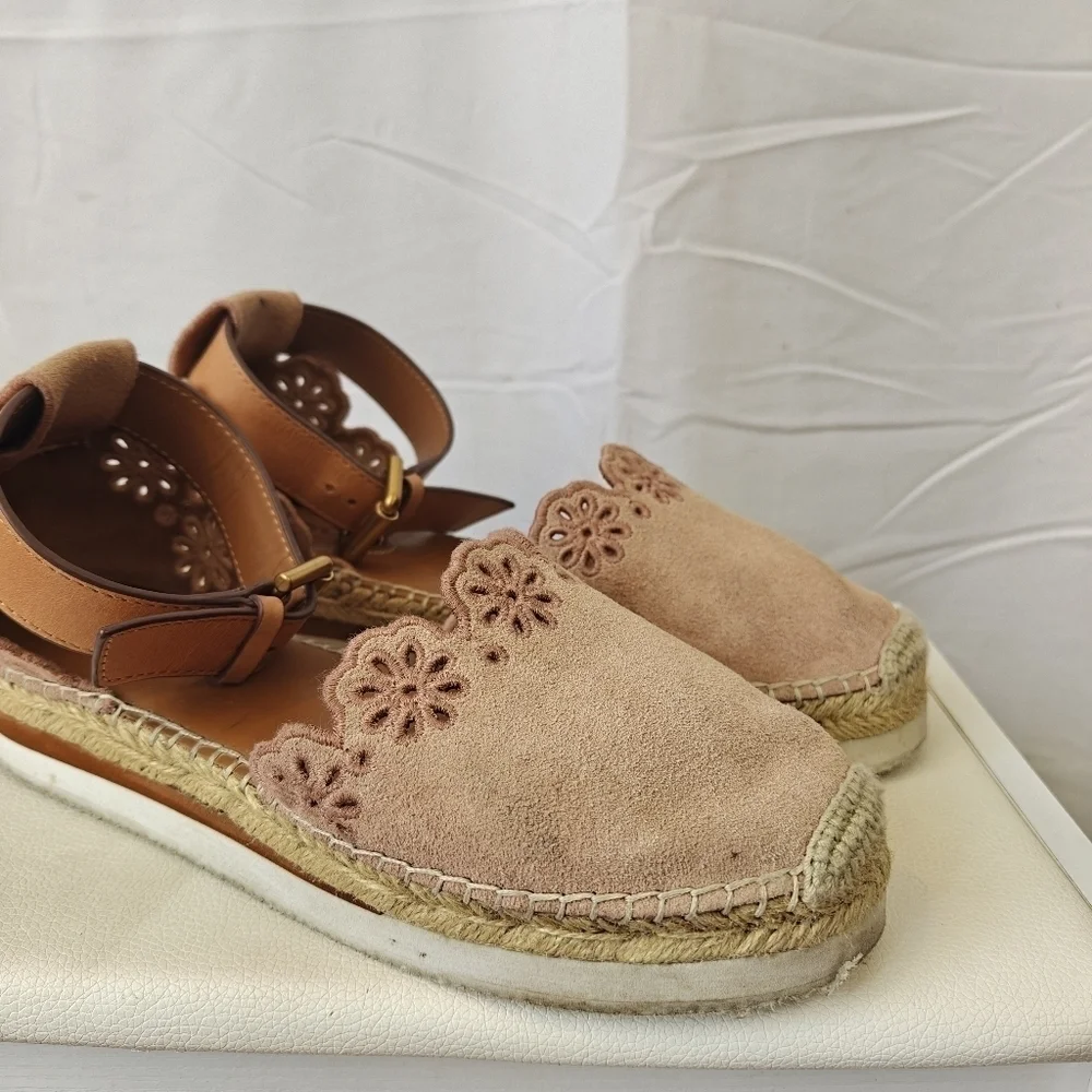 See by Chloe Scalloped Espadrilles In Blush Pink Size EU 37 US 7 Women's